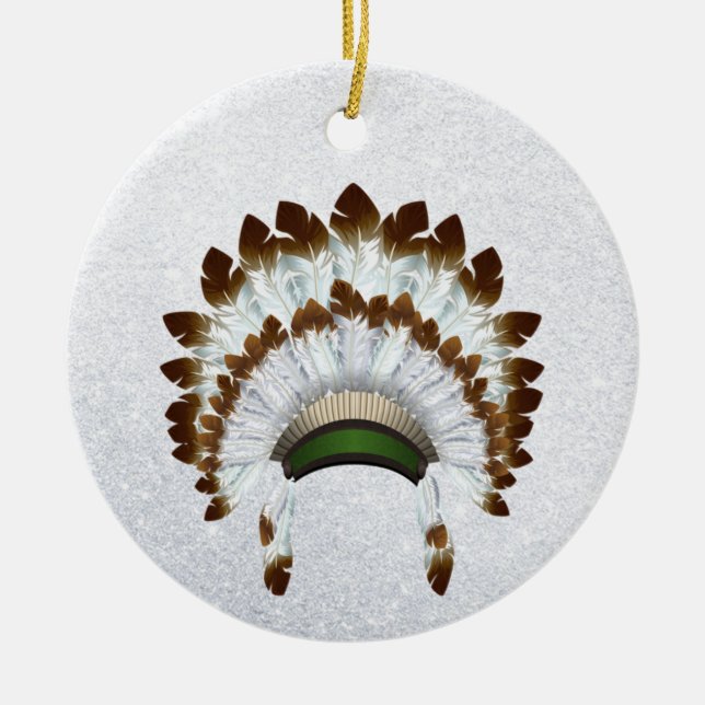 Ursprunglig amerikansk headdress-ornament julgransprydnad keramik (Framsidan)