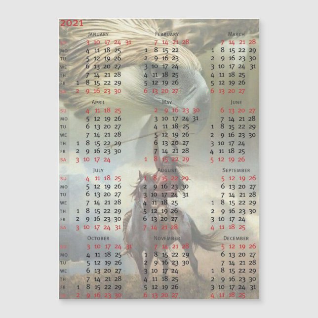 Ursprunglig amerikansk kalender för 2021 (Framsida)