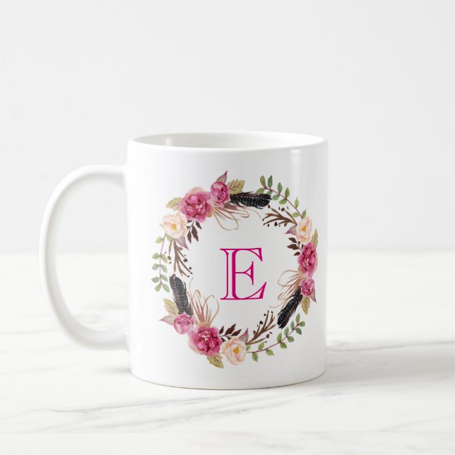 Ursprunglig Boho-kaffe Mugg Monogram Tekopp Blommi (Vänster)