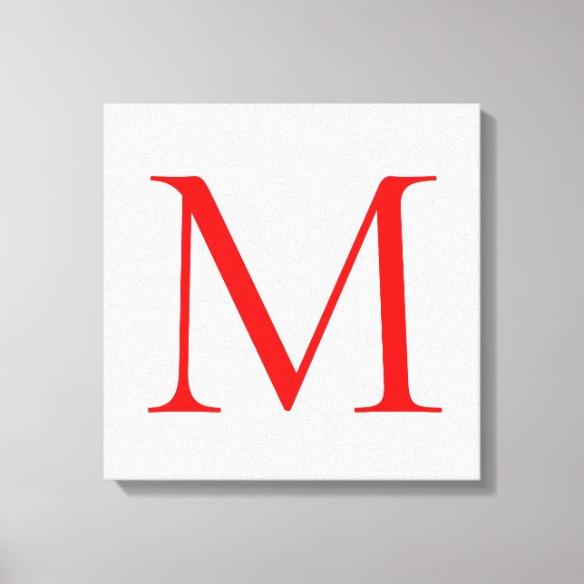 Ursprunglig brev-röd vit monogrammad professionell canvastryck (Framsida)