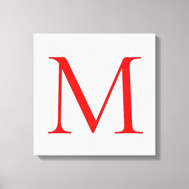 Ursprunglig brev-röd vit monogrammad professionell canvastryck (Framsida)