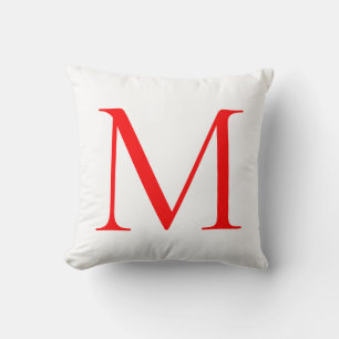 Ursprunglig brev-röd vit monogrammad professionell kudde