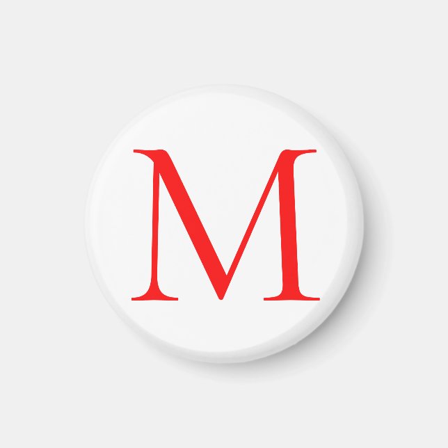 Ursprunglig brev-röd vit monogrammad professionell magnet (Framsidan)