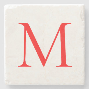 Ursprunglig brev-röd vit monogrammad professionell stenunderlägg