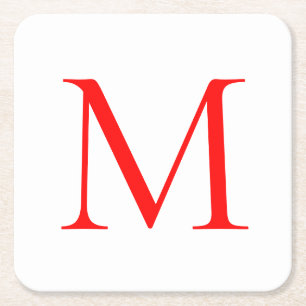 Ursprunglig brev-röd vit monogrammad professionell underlägg papper kvadrat