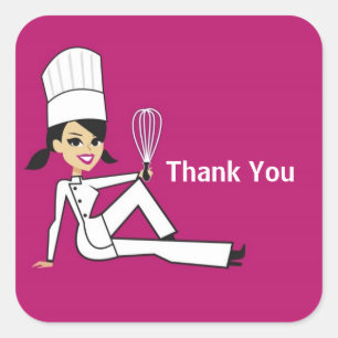 Ursprunglig Chef med Whisk Tack Stickers Fyrkantigt Klistermärke
