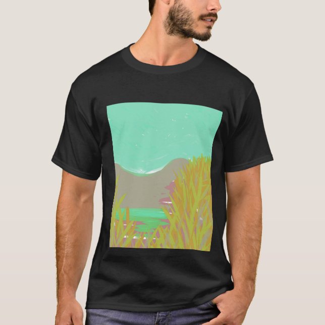 Ursprunglig Contemporary "Sjö"-teckning för honom T Shirt (Framsida)