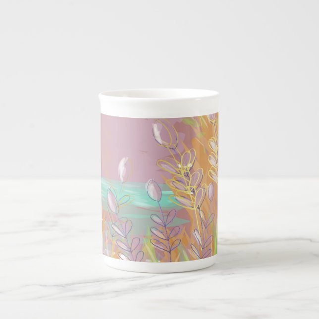 Ursprunglig Contemporary "Sjö"-teckningen Benporslin Mugg (Framsidan)