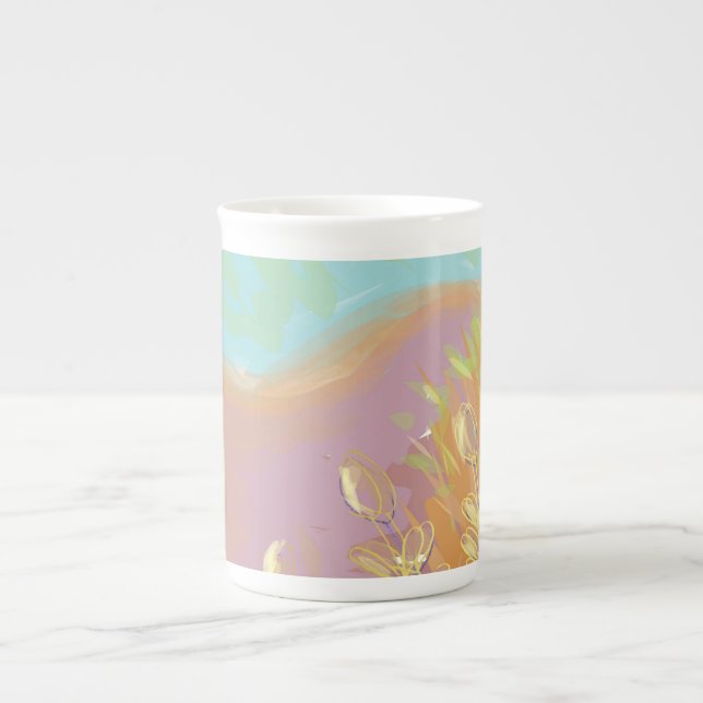 Ursprunglig Contemporary "Sjö"-teckningen Benporslin Mugg (Framsidan)