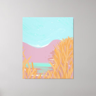 Ursprunglig Contemporary "Sjö"-triptych-teckning Canvastryck