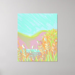 Ursprunglig Contemporary "Sjö"-triptych-teckning Canvastryck