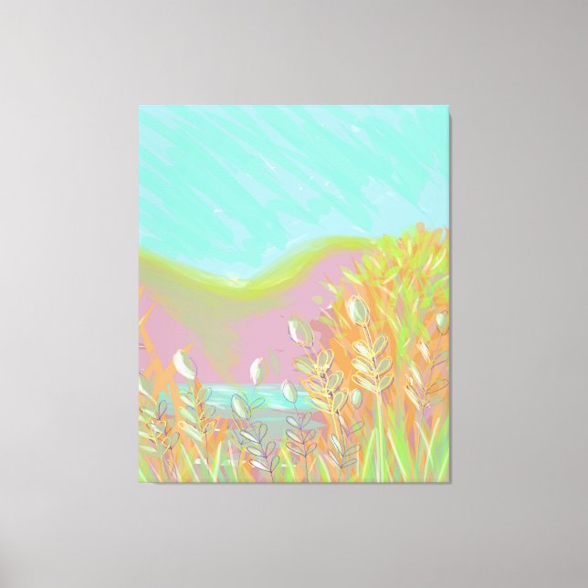 Ursprunglig Contemporary "Sjö"-triptych-teckning Canvastryck (Framsida)