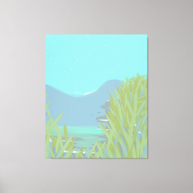 Ursprunglig Contemporary "Sjö"-triptych-teckning Canvastryck (Framsida)