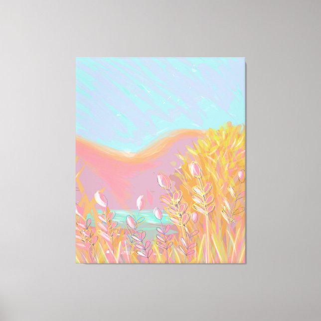Ursprunglig Contemporary "Sjö"-triptych-teckning Canvastryck (Framsida)