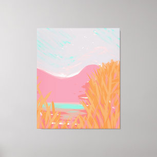 Ursprunglig Contemporary "Sjö"-triptych-teckning Canvastryck