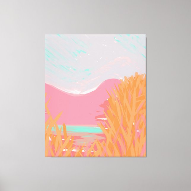 Ursprunglig Contemporary "Sjö"-triptych-teckning Canvastryck (Framsida)