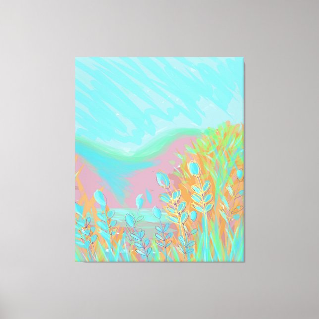 Ursprunglig Contemporary "Sjö"-triptych-teckning Canvastryck (Framsida)