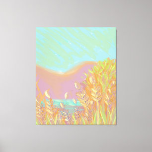 Ursprunglig Contemporary "Sjö"-triptych-teckning Canvastryck