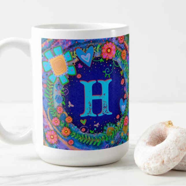 Ursprunglig Dragonfly Monogram Inspiritivitetskaff Kaffemugg (Skapare uppladdad)