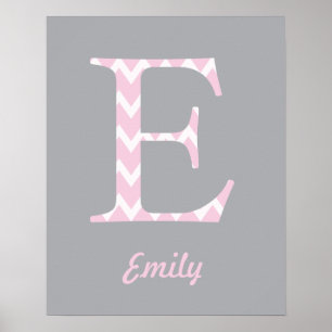 Ursprunglig E-Personlig Chevron Rosa Namn Poster