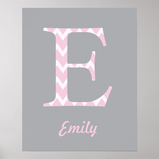Ursprunglig E-Personlig Chevron Rosa Namn Poster (Framsidan)