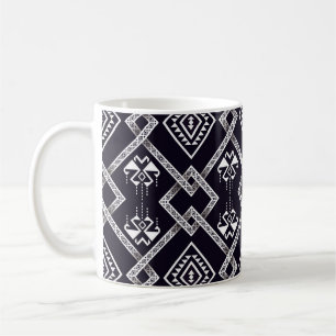 Ursprunglig etnisk, traditionell, sömlös bakgrund. kaffemugg