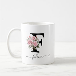 Ursprunglig F Rosa ros Blommigt Flowers Monogram N Kaffemugg