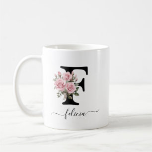 Ursprunglig F Rosa ros Blommigt Flowers Monogram N Kaffemugg