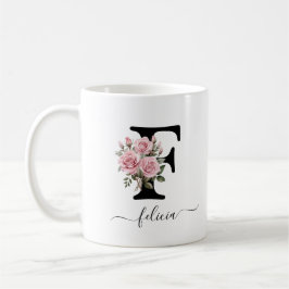 Ursprunglig F Rosa ros Blommigt Flowers Monogram N Kaffemugg
