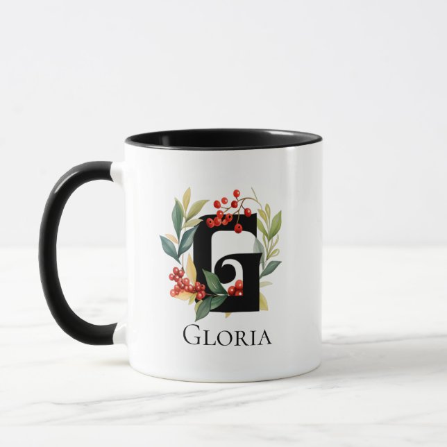 Ursprunglig G Monogram jul - berrykrans Mugg (Vänster)