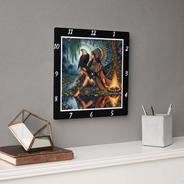 Ursprunglig glimpse: Eagles flod Vinge Gleam Fyrkantig Klocka (Kontor)