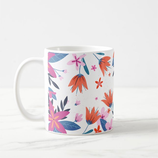 Ursprunglig grafisk design fet blommigt kaffemugg (Vänster)