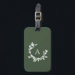 Ursprunglig Grönt för botaniskt monogram Bagagebricka<br><div class="desc">En hand plockade-begynnande andedräkt av löv och lagrar omger ditt monogram eller ditt initiala. Den minsta illustrationen av blommigten är perfekt för en rustik eller ett lantbruk. Klicka på knappen Anpassa om du vill ändra bakgrunden färg eller lägga till mer text.</div>