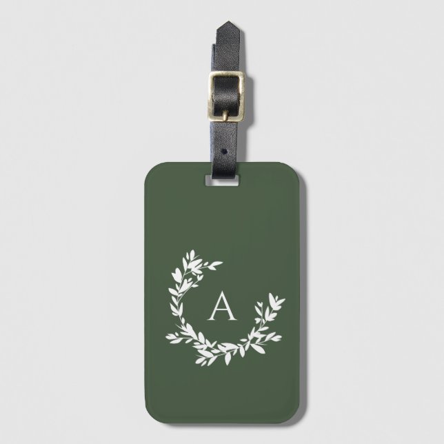 Ursprunglig Grönt för botaniskt monogram Bagagebricka (Framsida vertikal)