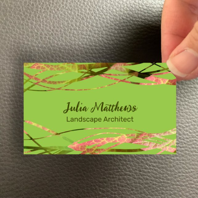 Ursprunglig Grönt, naturdesign liggande arkitektur Visitkort (Easily customize this eye catching business card with your name and profession details, green nature)