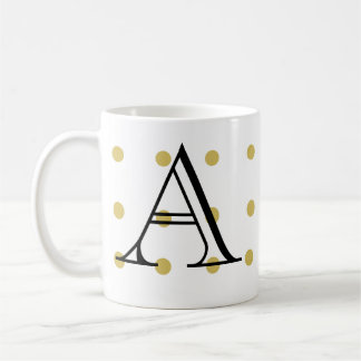 Ursprunglig, guld-polka-punkt, trendig, modern, kaffemugg