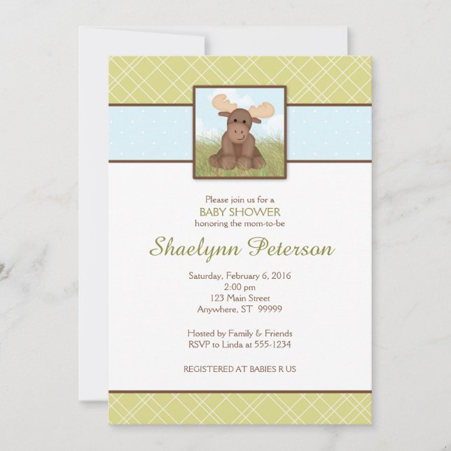 Ursprunglig inbjudan till moose Baby Shower (Framsida)