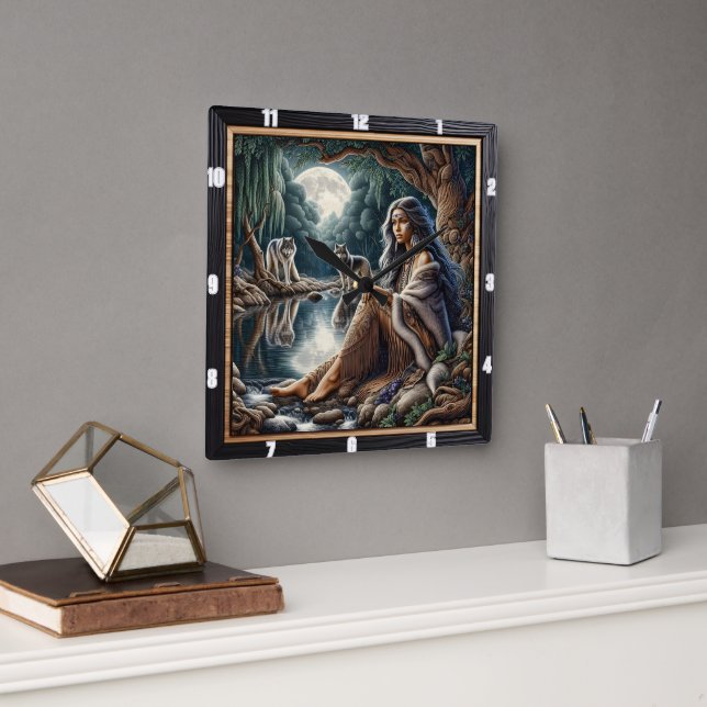 Ursprunglig indisk dröm: Reflexionsflod Fyrkantig Klocka (Kontor)