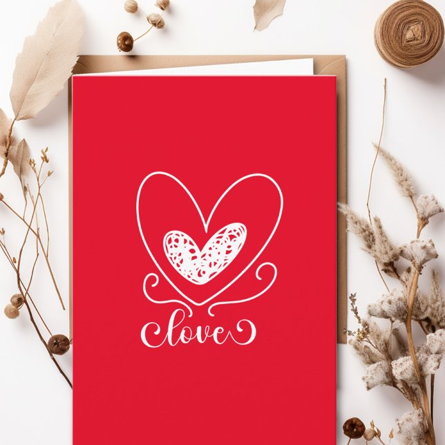 Ursprunglig Kärlek poetry Cute Red Heart Valentine Kort (Skapare uppladdad)