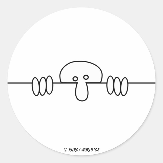 Ursprunglig Kilroy Sticker Runt Klistermärke (Framsida)
