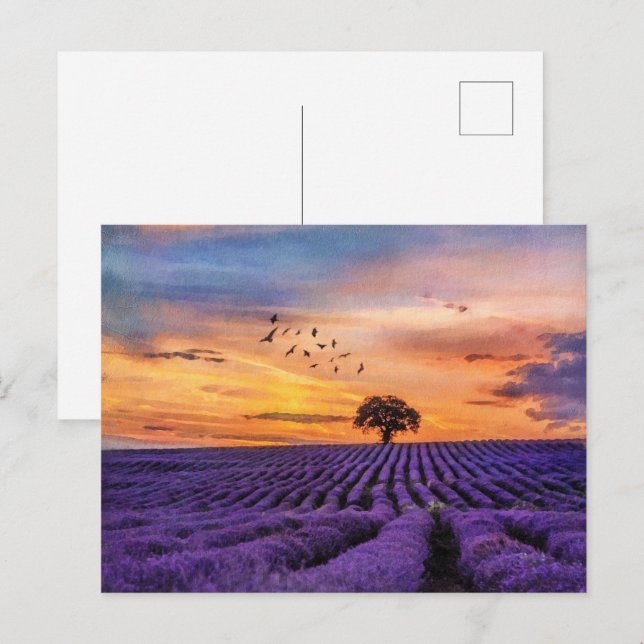 Ursprunglig konst Lone Träd fredliga landskap Vykort (Fram/baksida)