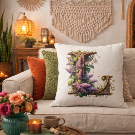 Ursprunglig "L" - Elegant Lilac Blommigt Design Kudde