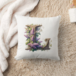 Ursprunglig "L" - Elegant Lilac Blommigt Design Kudde
