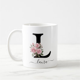 Ursprunglig L Monogram Blommigt Flower Rosa ros Mu Kaffemugg