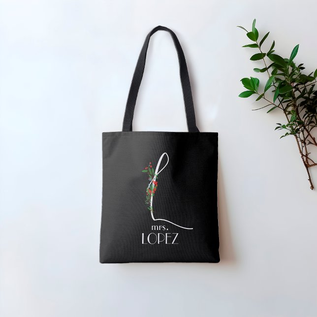 Ursprunglig L monogram vattenfärgsröd lärare Tygkasse (Skapare uppladdad)