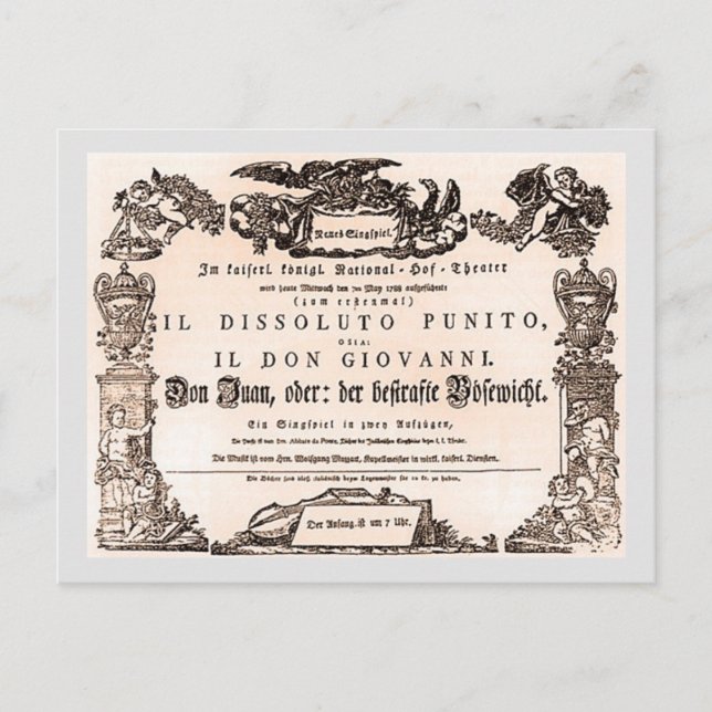 Ursprunglig leksedel, Don Giovanni, Wienpremiär Vykort (Framsida)