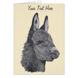 ursprunglig levande teckning av söt donkey OBS kort