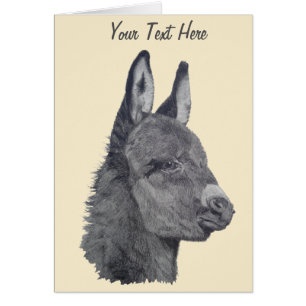 ursprunglig levande teckning av söt donkey OBS kort