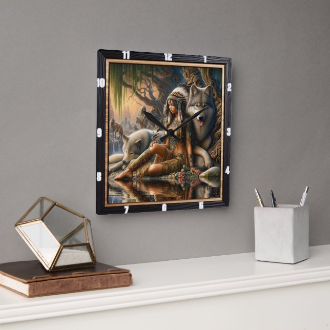 Ursprunglig Lugn: Forest Golv Evening Dream Fyrkantig Klocka (Kontor)