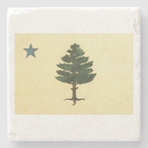 Ursprunglig maine State Gräs Träd Flagga Marble Un Stenunderlägg